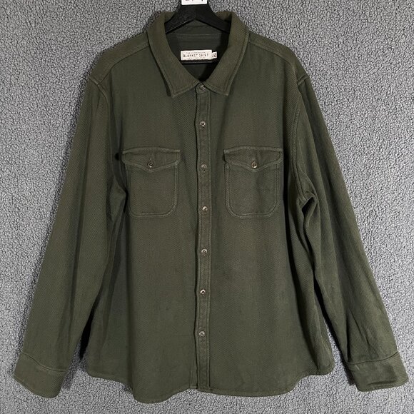 Outerknown Blanket Shirt Heavy Flannel Organic Cotton - Men's Size XL - Green - Picture 1 of 10